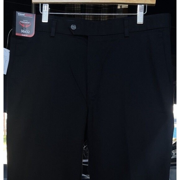 Roundtree & Yorke TravelSmart Men’s 36x32 Black Slim Fit NON IRON Stretch Pants - Picture 13 of 13